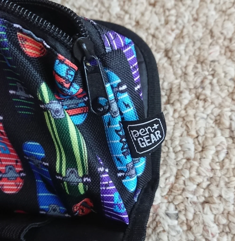 Pen+Gear Fashion Pencil Pouch, Black Skateboard